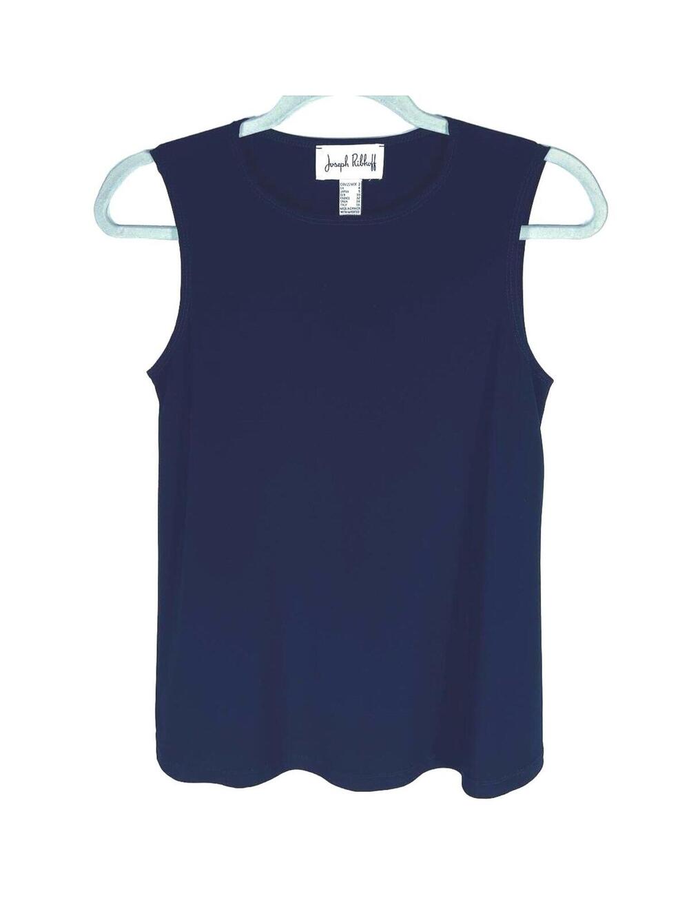 Joseph Ribkoff Navy Blue Crewneck Tank Top | Minimalist / Office Siren Size 2
